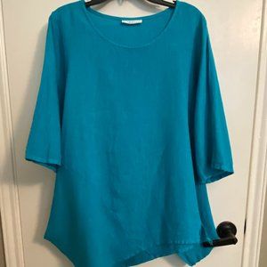Byrn Walker S 3/4 Sleeve Linen Aqua Tunic